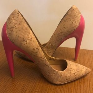 LAMB Cork & Hot Pink Pumps